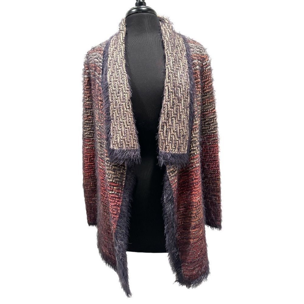 Nice + Zoe Open Front Waterfall Eyelash Ombré Cardigan Sz S